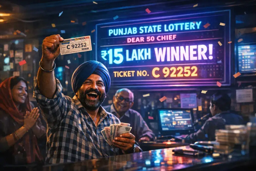 Punjab State Dear 50 Chief Lottery Awards ₹15 Lakh to Ticket C 92252